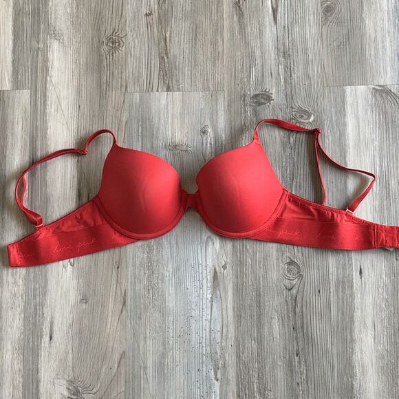 PINK Victoria's Secret Smooth Red Pepper 32C Wear Everywhere Push Up Bra VS - Picture 4 of 7